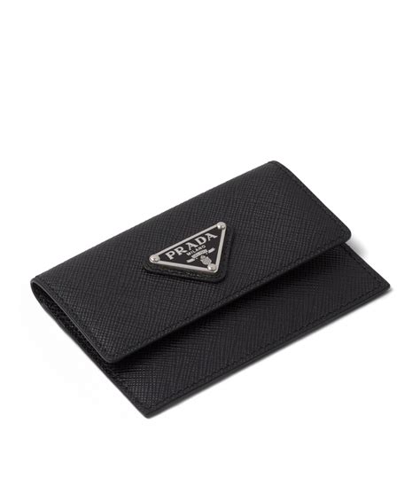 Black Saffiano Leather Card Holder .